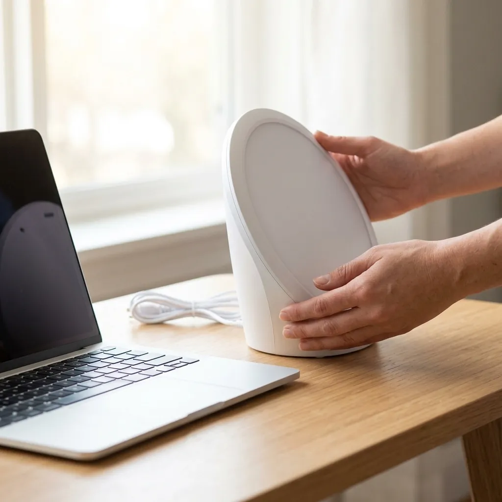 Placing Sunniva Light on desktop at 45 degree angle