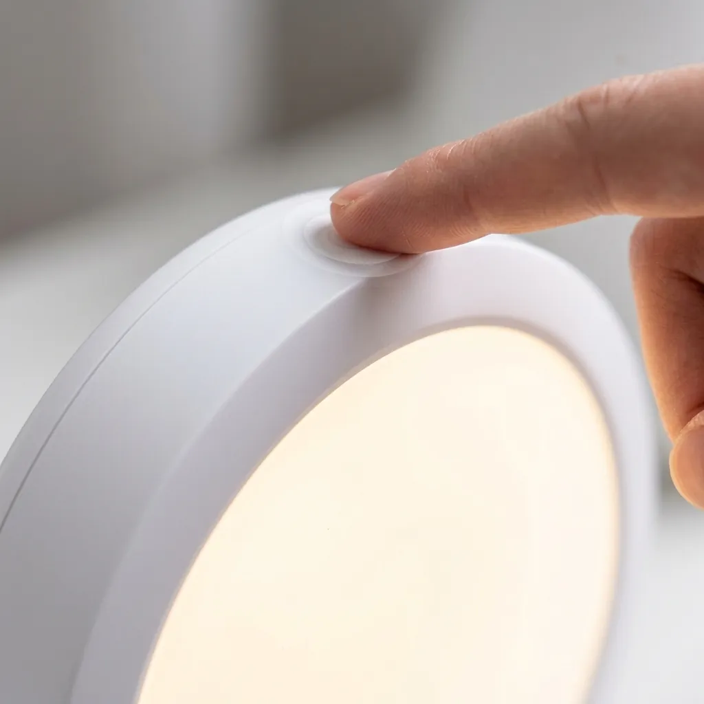 Tapping capacitive touch button on Sunniva Light